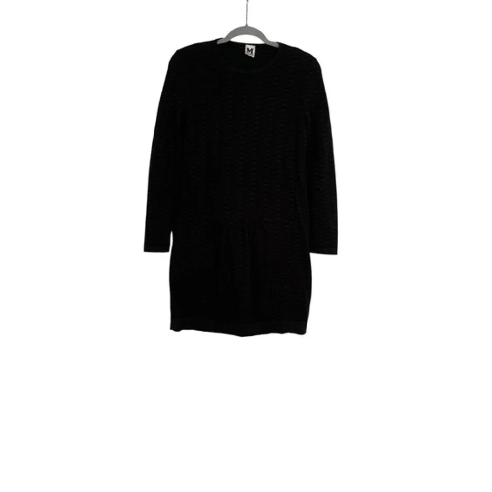 VALENTINO MISSONI BLACK  OPEN STYLE KNIT‎ SHIFT MINI DRESS LONG SLEEVE EU 42 - Picture 7 of 11